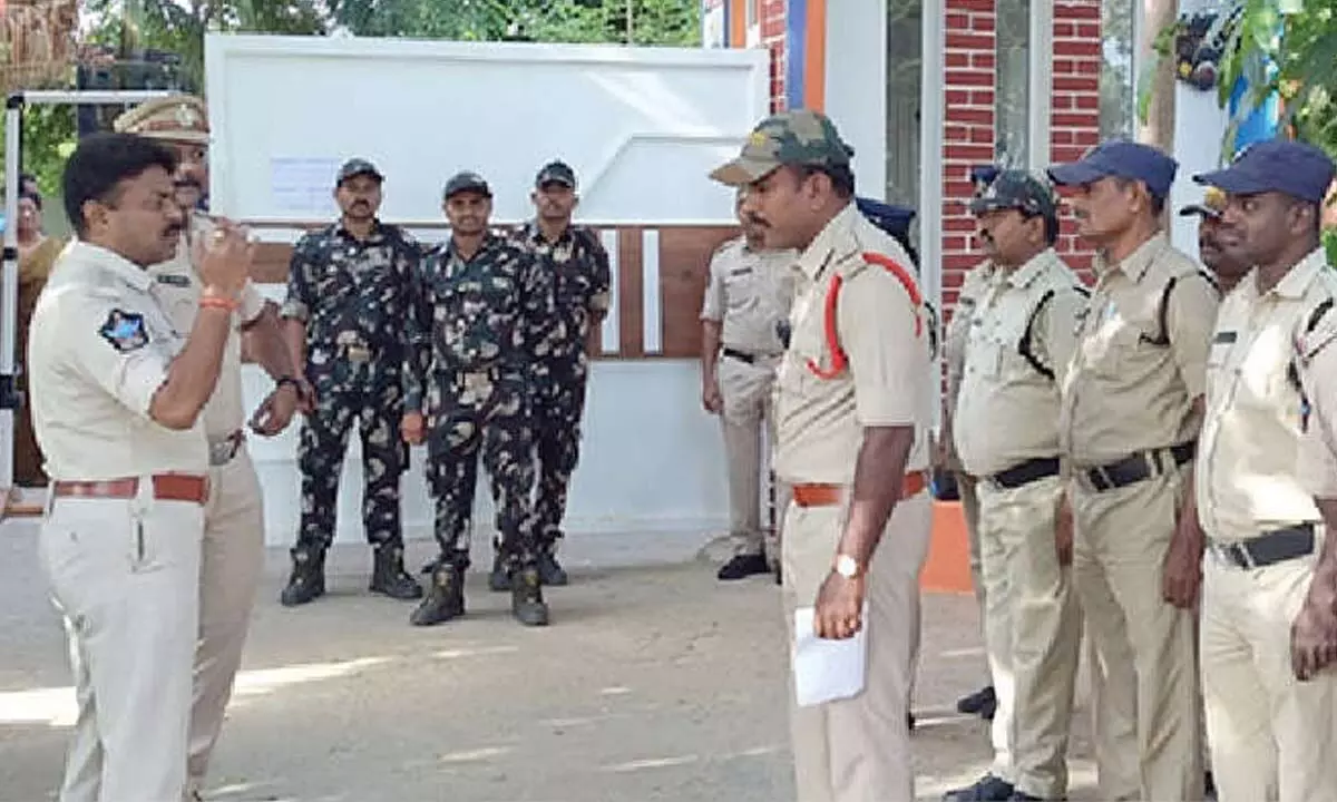 Tight security arrangements at Mega DSC Exam Centre Tight security arrangements at Mega DSC Exam Centre