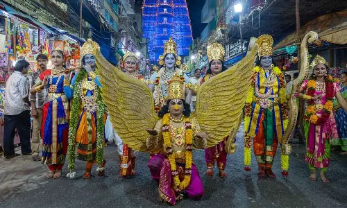 Large number of devotees witness Garuda Vahana Seva