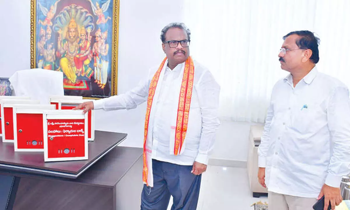 Complaint boxes set up at Yadagirigutta Temple
