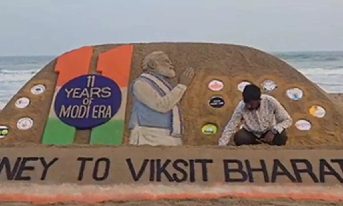 Country progressed in every field: Sand artist Pattnaik hails PM Modi’s leadership Country progressed in every field: Sand artist Pattnaik hails PM Modi’s leadership