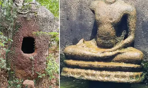 Ancient headless Buddha idol and rock-cut caves discovered