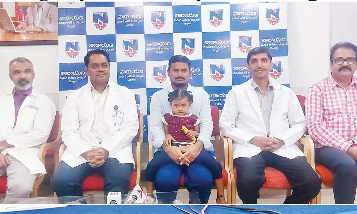 3-year-old girl treated without surgery at Narayana hospital 3-year-old girl treated without surgery at Narayana hospital