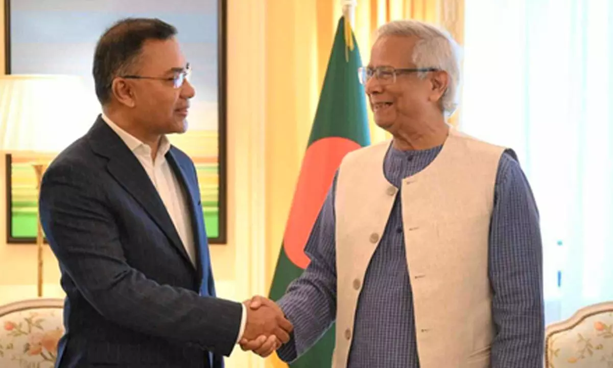Yunus holds private meeting with BNP leader Tarique Rahman in London Yunus holds private meeting with BNP leader Tarique Rahman in London