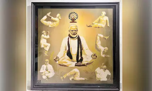 Vizag artist comes up with asana practising PM’s millet portrait