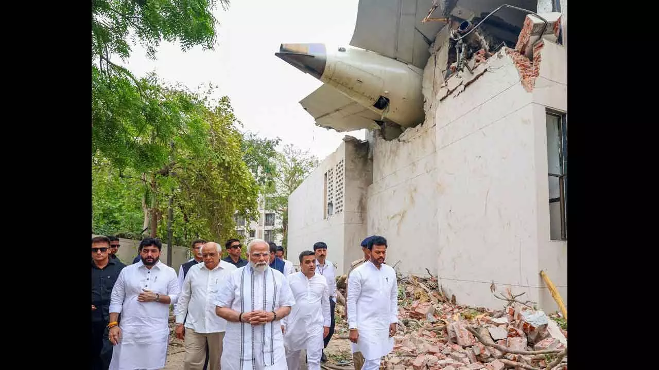 Modi At Plane Crash Site: Heartbreaking, beyond words says PM