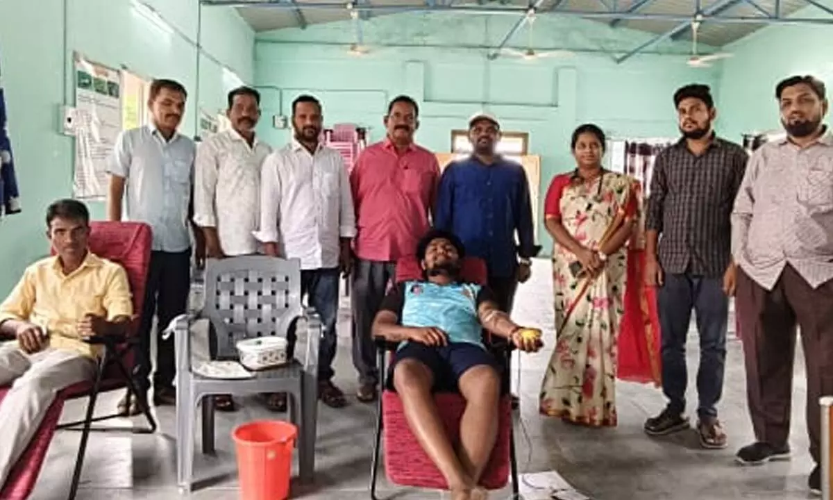 Blood Donation Camp Organized on the Occasion of World Blood Donor Day in Dharur Mandal