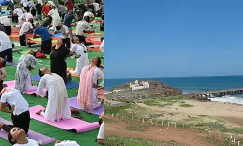 Large Yoga Event Held at Revu Polavaram Beach