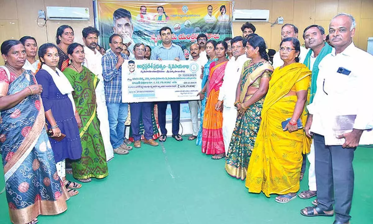 Subsidised agricultural machinery distributed to farmers in Sathya Sai dist Subsidised agricultural machinery distributed to farmers in Sathya Sai dist