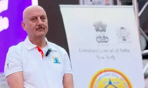 Anupam Kher celebrates International Yoga Day at Times Square