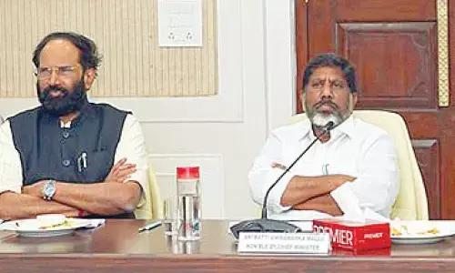 Deputy Chief Minister Mallu Bhatti Vikramarka chairing the ‘Infrastructure and Capital’ Sub-Committee meeting at the Secretariat on Sunday. Also seen are Ministers N Uttam Kumar Reddy, Komatireddy Venkat Reddy and Chief Secretary K Ramakrishna Rao.