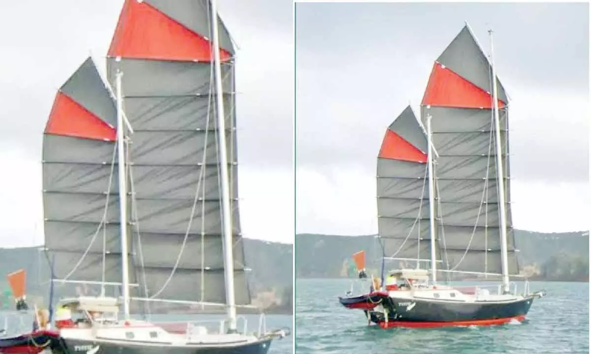 Two veterans practise yoga in Pacific Ocean Two veterans practise yoga in Pacific Ocean