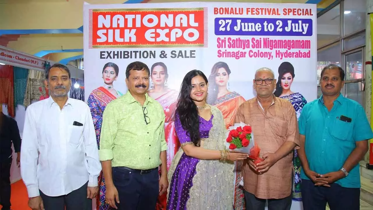 Actress Vaanya Aggarwal Inaugurates National Silk Expo at Sri Nagar Colony Actress Vaanya Aggarwal Inaugurates National Silk Expo at Sri Nagar Colony