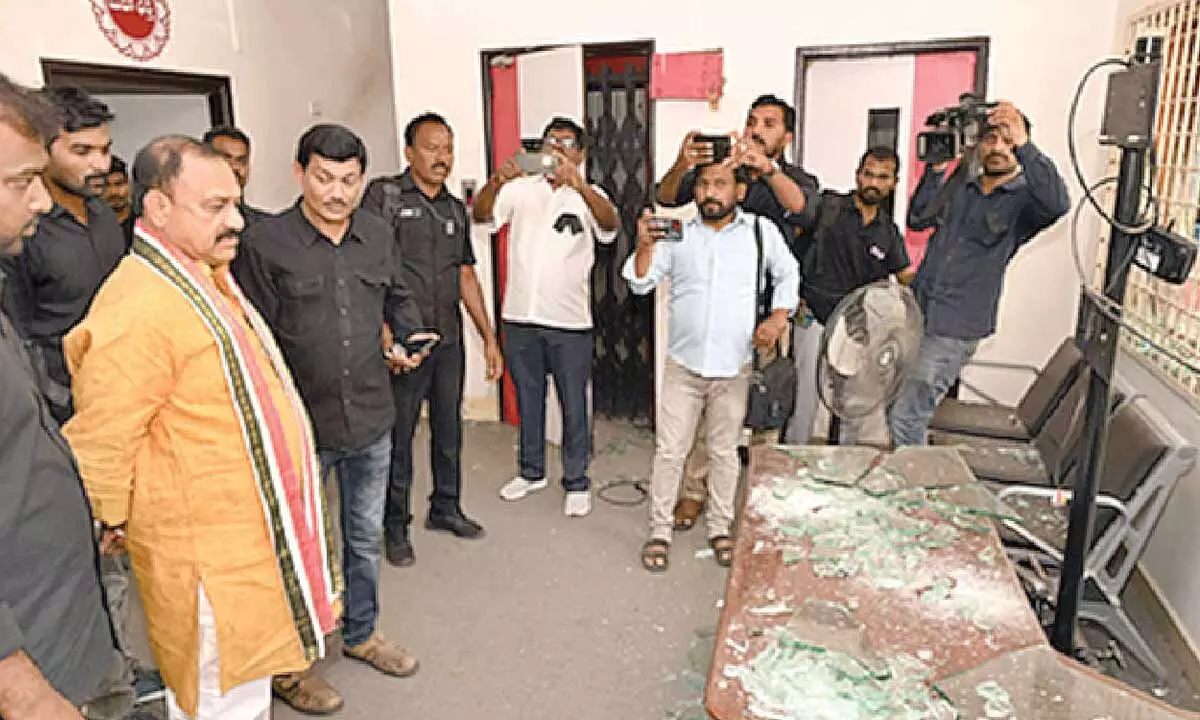 BRS leaders booked for attack on Telugu news channel office BRS leaders booked for attack on Telugu news channel office