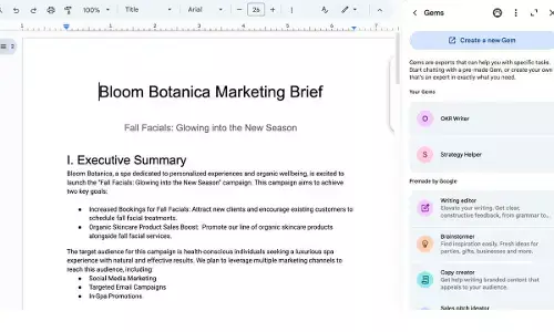 Google Rolls Out Customizable Gemini Gems in Gmail, Documents, Sheets and More
