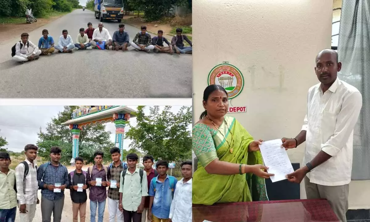 Students Protest for Bus Services in KT Doddi Mandal, Jogulamba Gadwal District