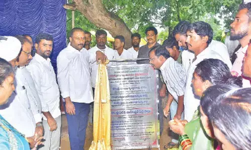 Alleti lays foundation stone for CC road construction