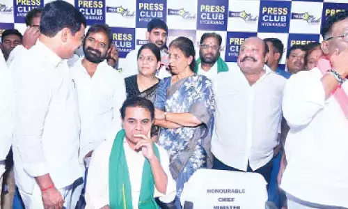 KTR bobs up at Press Club for debate while CM is away in Delhi