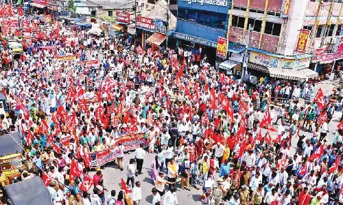Thousands protest labour codes in a massive rally