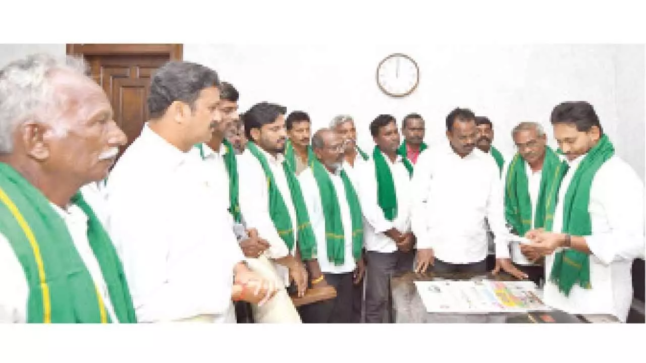 Karedu farmers meet Jagan, seek protection of lands Karedu farmers meet Jagan, seek protection of lands
