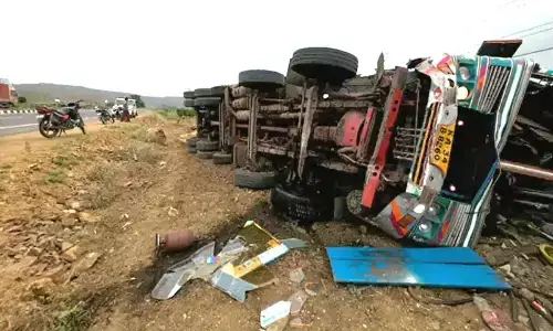Two killed after a lorry veered off from the road in Kadapa