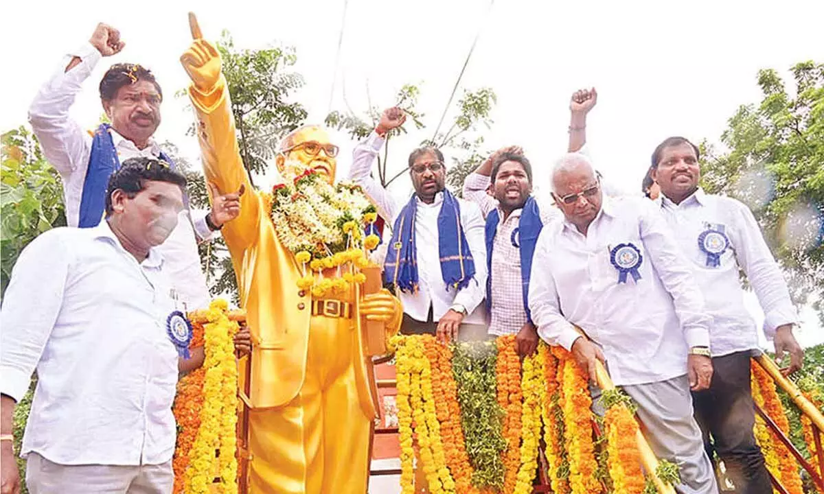 Vaddiraju unveils Ambedkar statue in Singaram