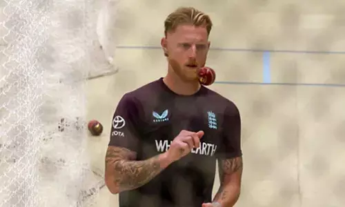 4th Test: England skipper Ben Stokes bowls during practice ahead of day five play