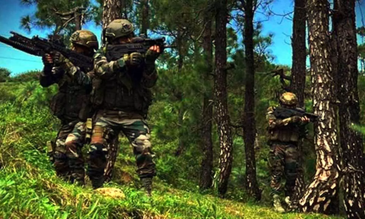 Three terrorists killed in gunfight in Srinagar district, identification process underway Three terrorists killed in gunfight in Srinagar district, identification process underway