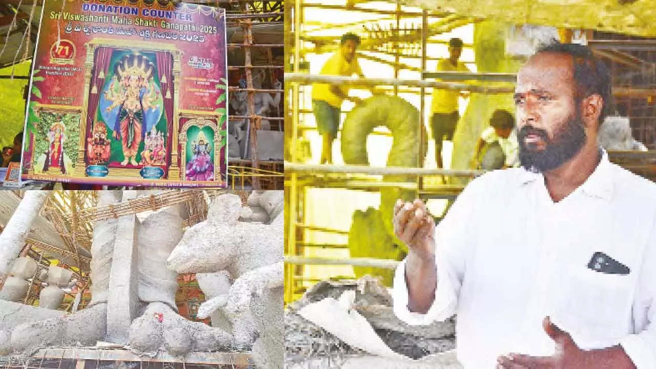 Works proceeding at brisk pace for 69-foot tall Ganesha in Khairatabad