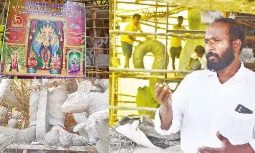 Works proceeding at brisk pace for 69-foot tall Ganesha in Khairatabad