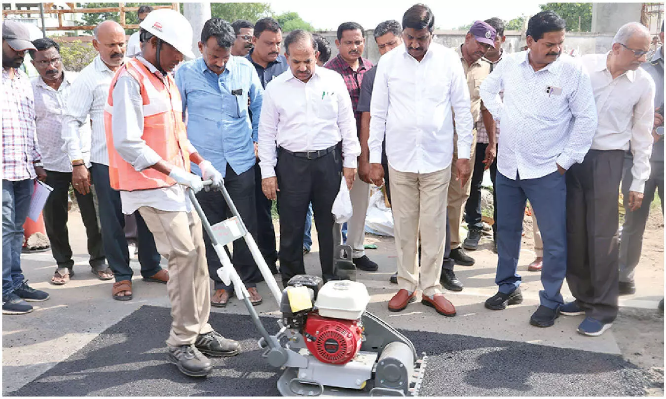 Minister launches steel slag road repair pilot project Minister launches steel slag road repair pilot project