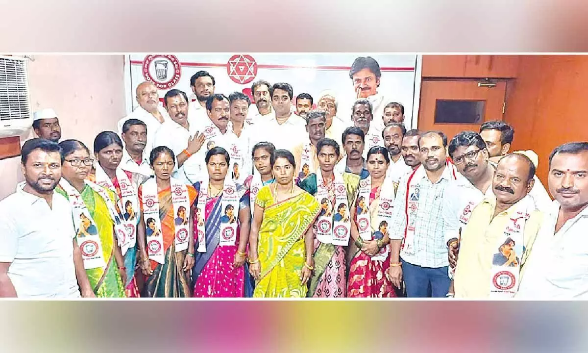 YSRCP workers join Jana Sena party YSRCP workers join Jana Sena party