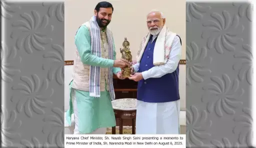 CM Nayab Singh Saini meets PM Modi; discusses Haryana’s growth and welfare initiatives CM Nayab Singh Saini meets PM Modi; discusses Haryana’s growth and welfare initiatives