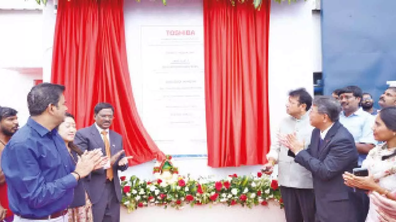 Sridhar Babu lays foundation stone for Rs 177-cr Toshiba plant Sridhar Babu lays foundation stone for Rs 177-cr Toshiba plant