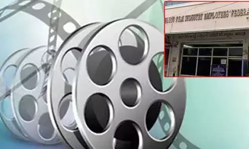 Film workers protest for wage increase in Hyderabad