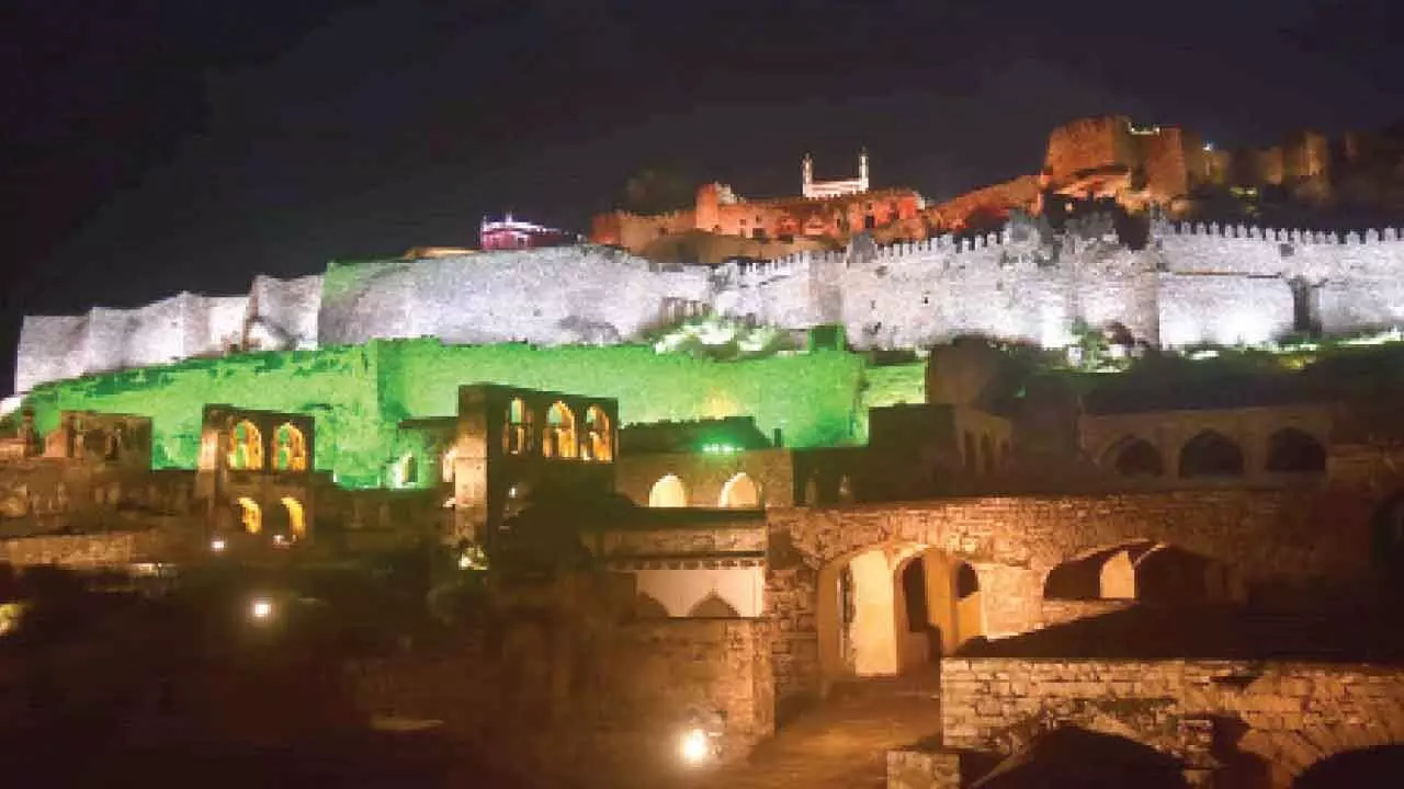 Rainproof arrangements at Golkonda Fort for I-Day celebrations Rainproof arrangements at Golkonda Fort for I-Day celebrations