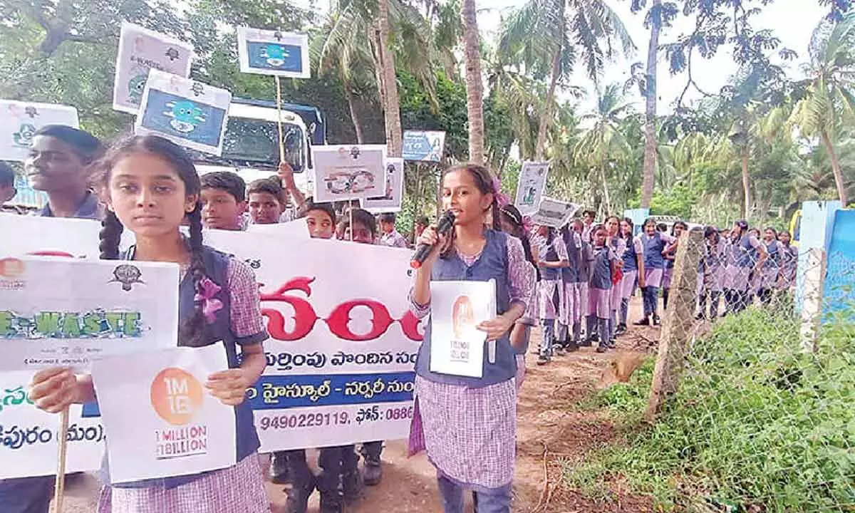 Students take out awareness rally on e-waste management