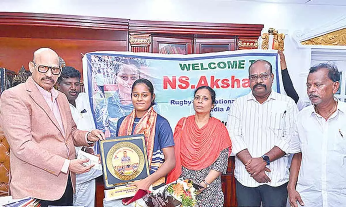 Rugby champion Akshaya felicitated Rugby champion Akshaya felicitated