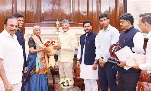 Chief Minister N Chandrababu Naidu calling on Union Finance Minister Nirmala Sitharaman in New Delhi on Friday