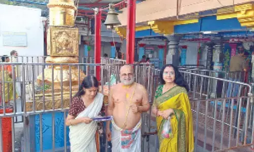 Travancore royal family member visits Chilkur Balaji temple