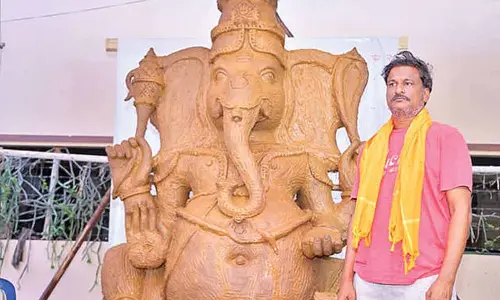 8-fOOt clay Ganesha idol installed in Tirupati