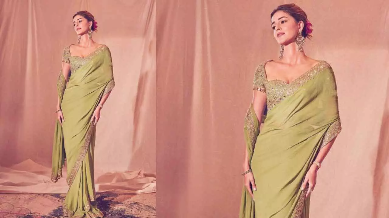 Ananya Pandey radiates festive glow in her saree look on Ganesh Chaturthi