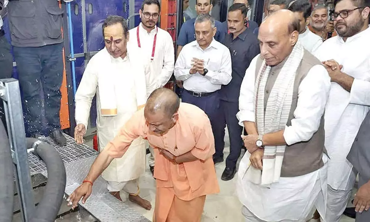Rajnath, Yogi inaugurate drone manufacturing unit in Noida Rajnath, Yogi inaugurate drone manufacturing unit in Noida