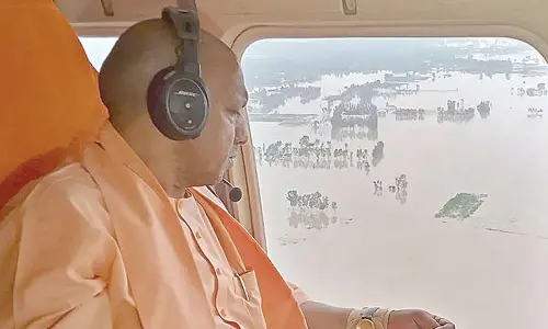CM Yogi conducts aerial survey of flood-hit areas