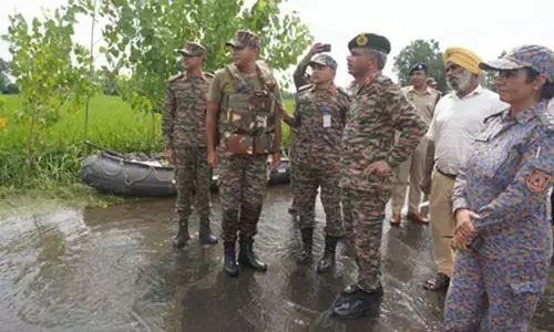 Army commander reviews relief operations in flood-hit Punjab, Jammu