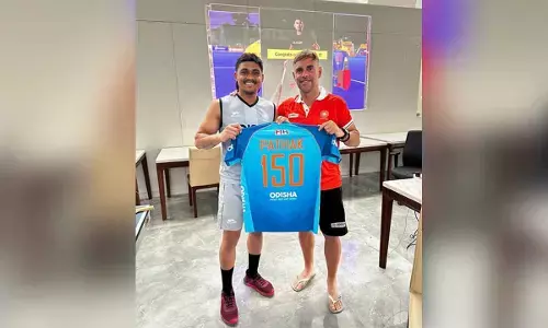 Hockey India congratulates Krishan Pathak on completing 150 international games