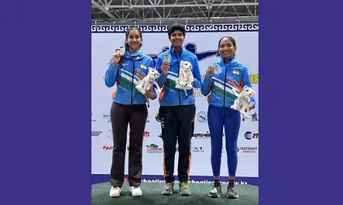 Producer Rajsekar Pandians daughter Anthra wins honours in 16th Asian shooting championship in Kazakhstan