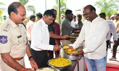 Annadanam Program Organized by Gadwal SP at District Police Headquarters