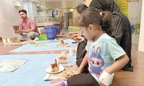 Eco-friendly Ganesha making workshop for patients, attendees