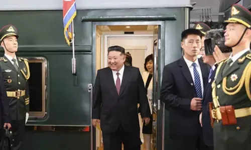 North Koreas Kim arrives in Beijing ahead of military parade