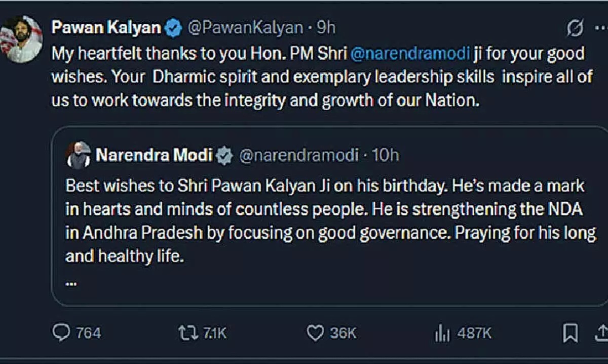 Birthday greetings pour in as Pawan turns 57 Birthday greetings pour in as Pawan turns 57